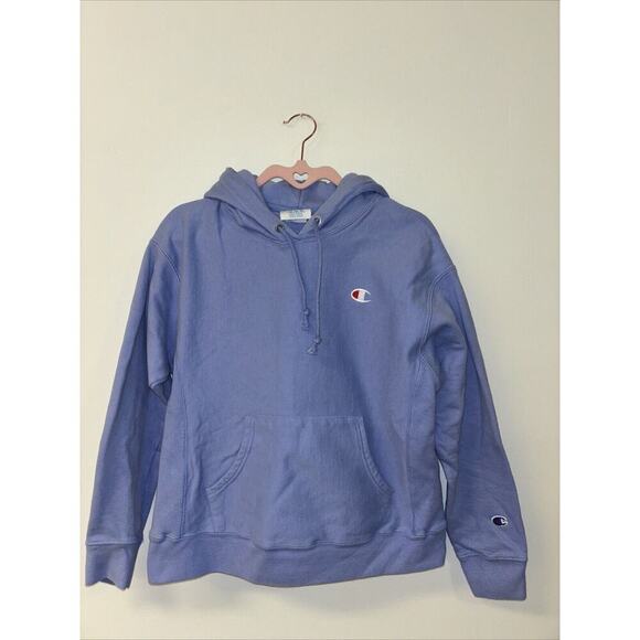 Champion reverse‎ weave hoodie Baby Blue Women’s Sz Med - Picture 1 of 6